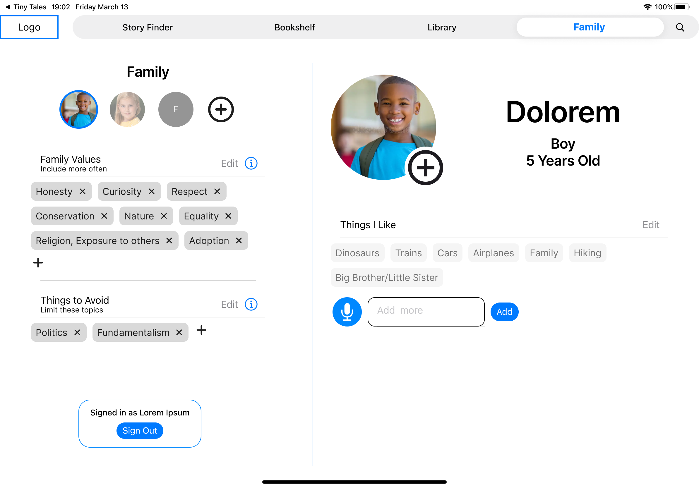 Family/Child Pages
